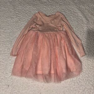 Pink Long Sleeve Tulle Dress